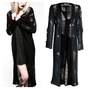 DISTURBIA disconnect long distressed cardigan S